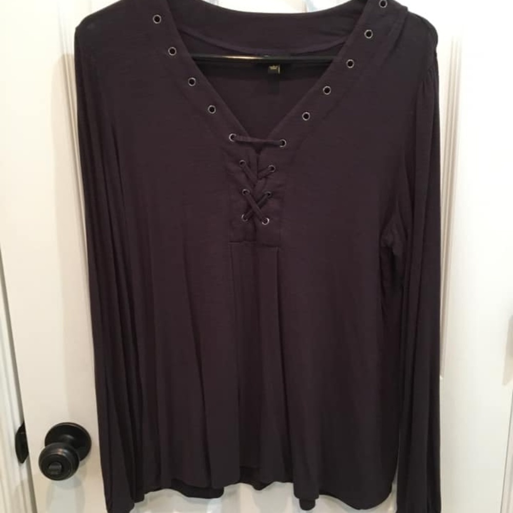 Gray Peasant Blouson Long Sleeve Shirt